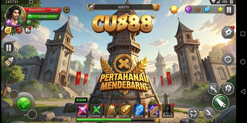 Tampilkan gameplay menarik di CU888 dengan menara dan strategi unik.
