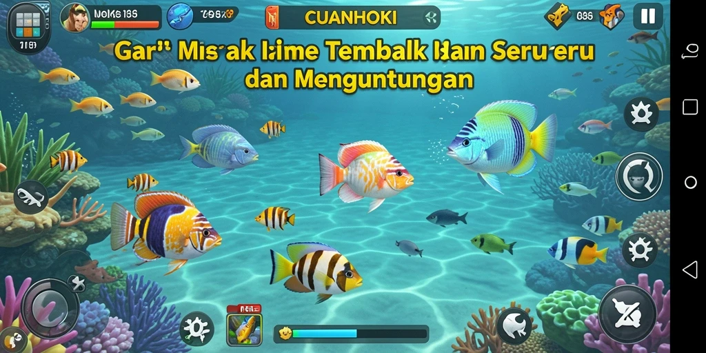 Gameplay seru CUANHOKI ketika menembak ikan.