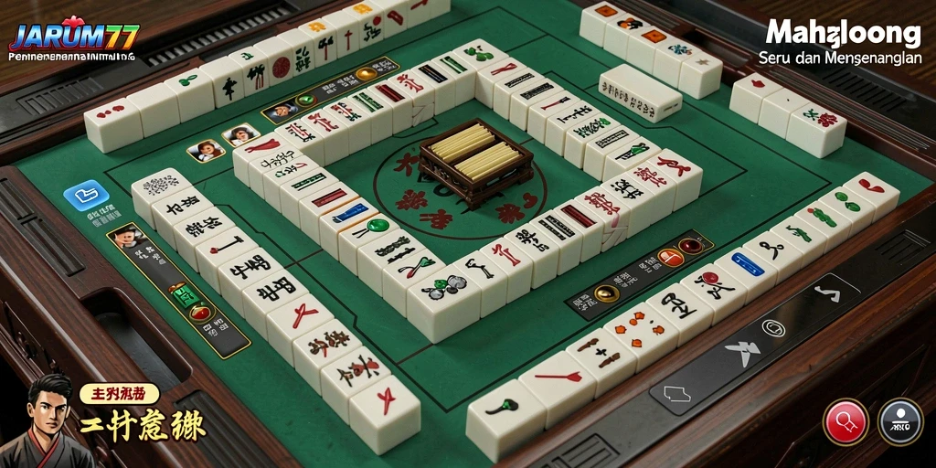 Tampilan gameplay JARUM77 yang seru dan menarik dalam permainan Mahjong.