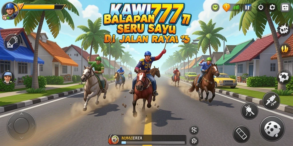 Screenshot gameplay KAWI777 dengan mobil balap di trek.
