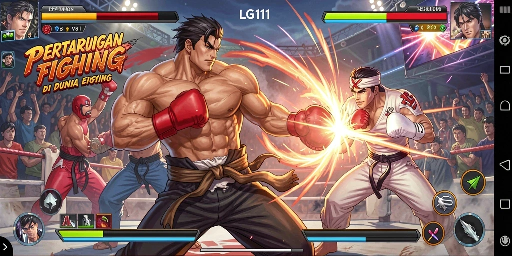 Tampilan gameplay epik dari LG111 saat pertarungan terjadi.