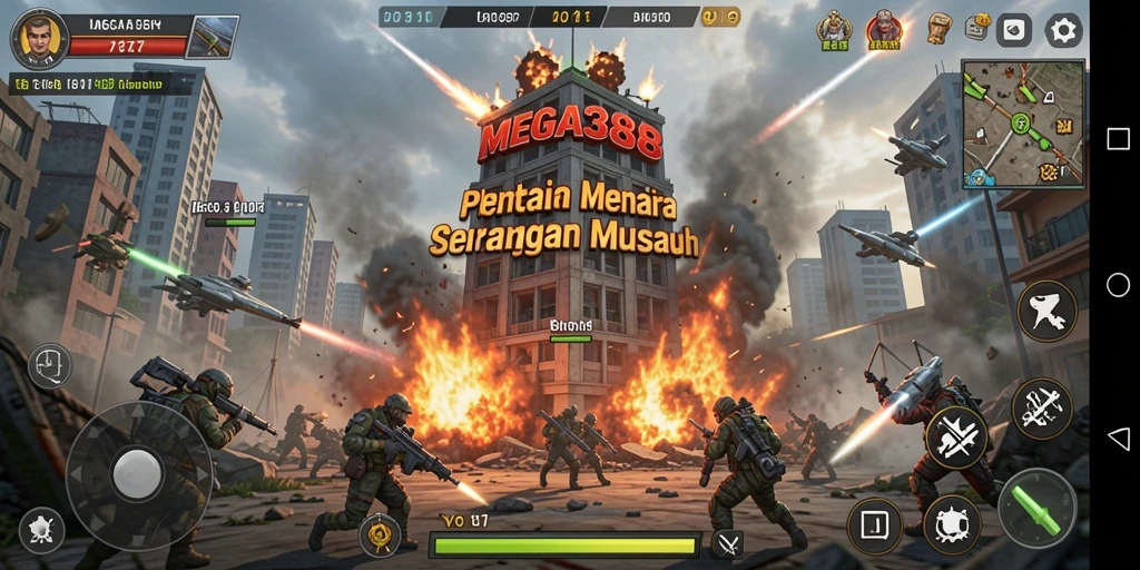 Tangkapan layar dari gameplay MEGA388 Tower Defense yang menegangkan.