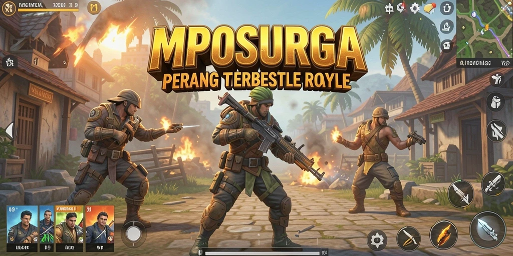 Tampilan gameplay seru dari MPOSURGA dengan pertarungan Battle Royale.
