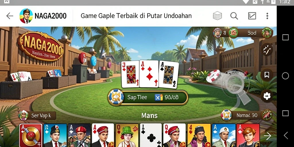 Screenshot gameplay NAGA2000 menampilkan serunya permainan Gaple.