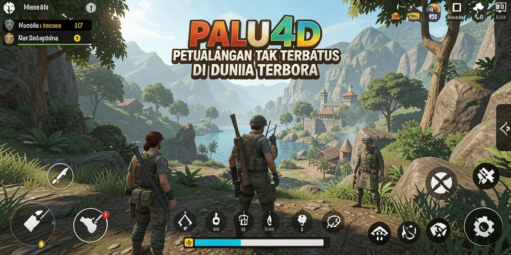Screenshot gameplay PALU4D menunjukkan eksplorasi dunia terbuka yang mengagumkan.