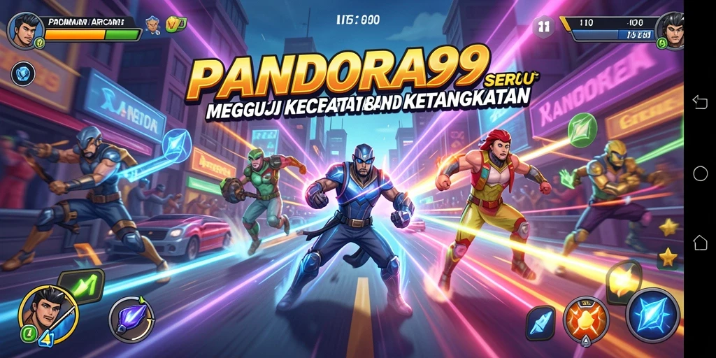 Tangkapan layar utama PANDORA99 menampilkan aksi cepat dari gameplay Arcade.