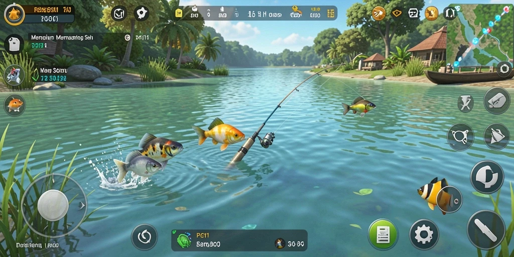 Tangkapan layar PG11 menampilkan gameplay memancing yang seru dan menarik.