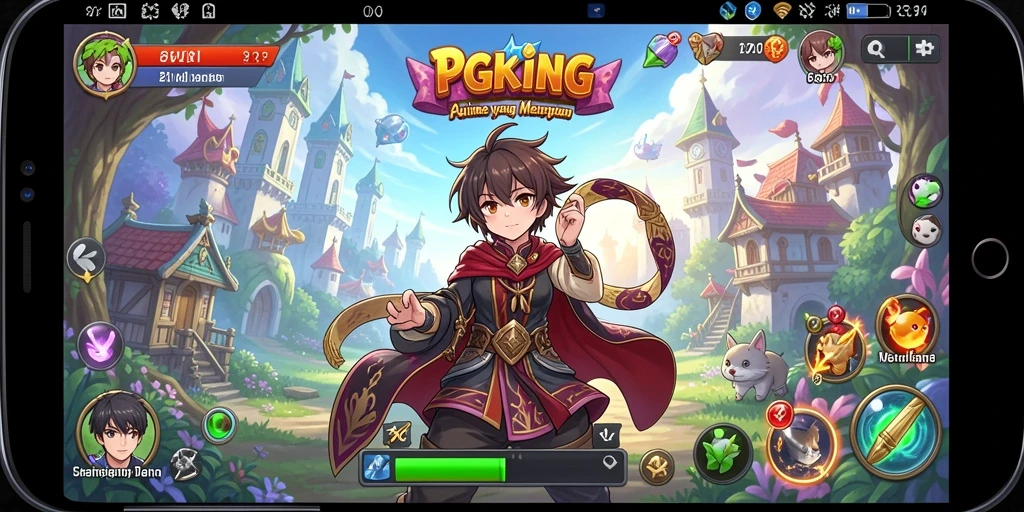 Menampilkan aksi seru dalam permainan Anime PGKING.