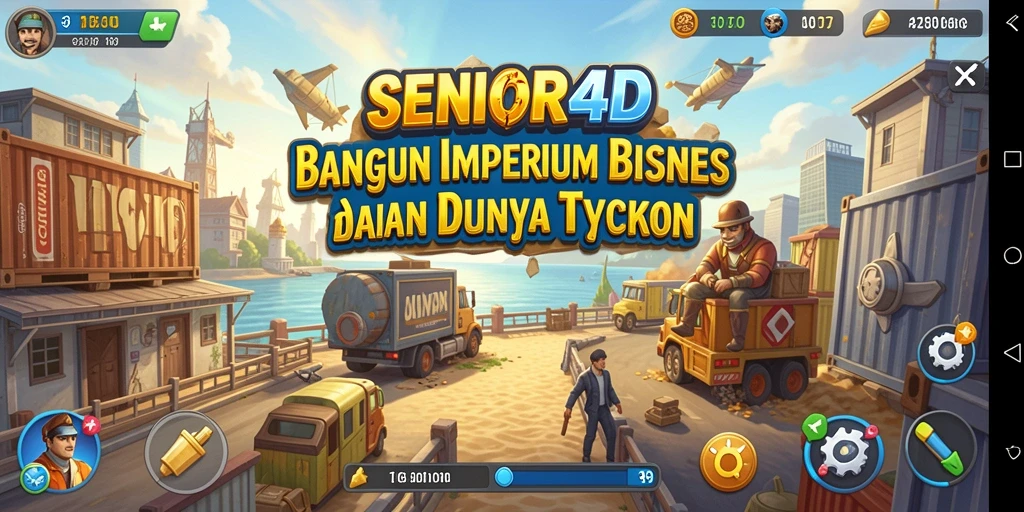 Screenshot gameplay SENIOR4D menampilkan strategi bisnis yang menarik.
