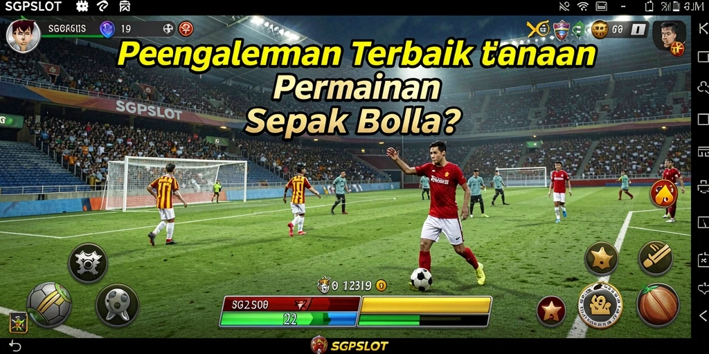 Screenshot gameplay SGPSLOT dengan aksi sepak bola yang seru.