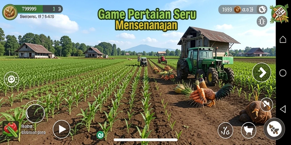Menampilkan gameplay bertani yang seru dan interaktif di T9999.