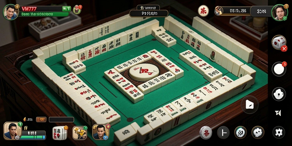 Screenshot gameplay VM777 menampilkan papan Mahjong yang penuh tantangan.