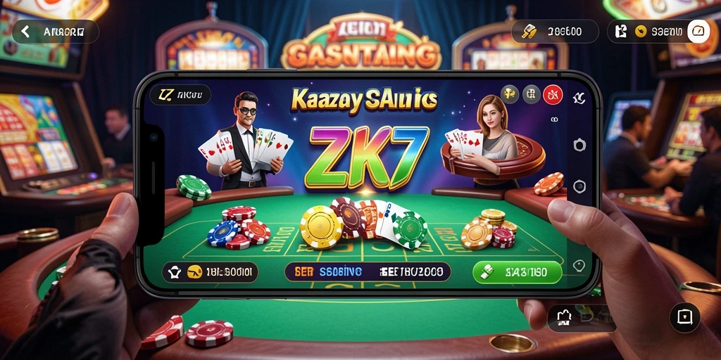 Screenshot utama ZK7 menampilkan aksi seru permainan Kasino.